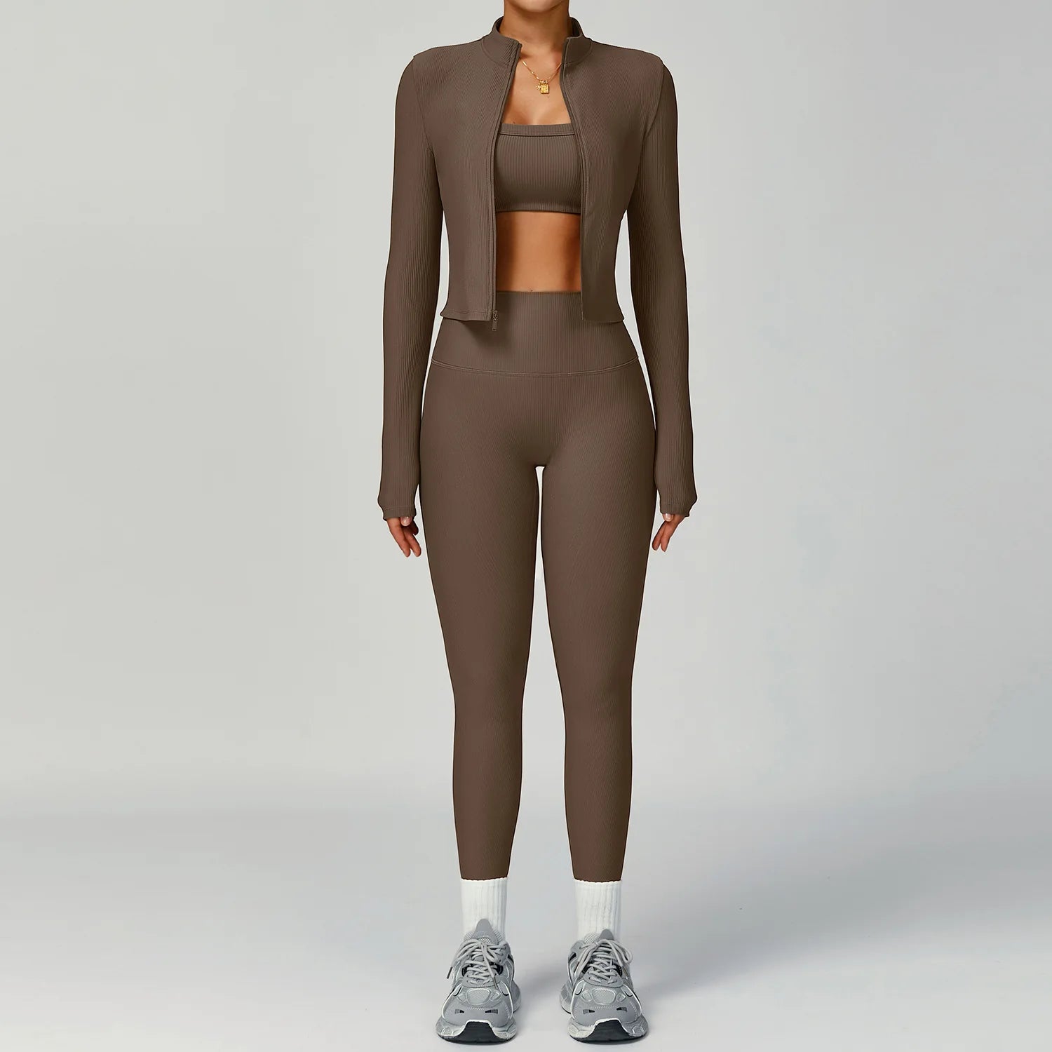 Seamless Ribbed Yoga Sets 2 Pieces Workout Sets Women Gym Suits Ribbed Crop Tank High Waist Shorts Outfits Fitness Running Suit