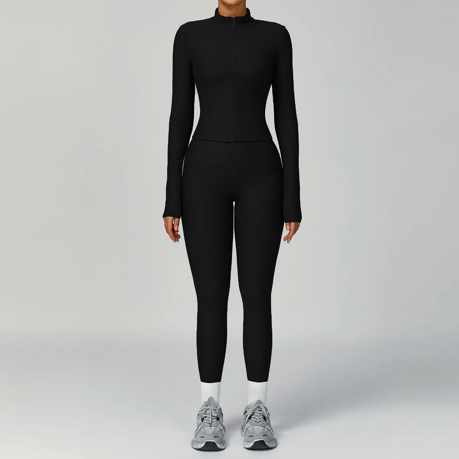 Seamless Ribbed Yoga Sets 2 Pieces Workout Sets Women Gym Suits Ribbed Crop Tank High Waist Shorts Outfits Fitness Running Suit