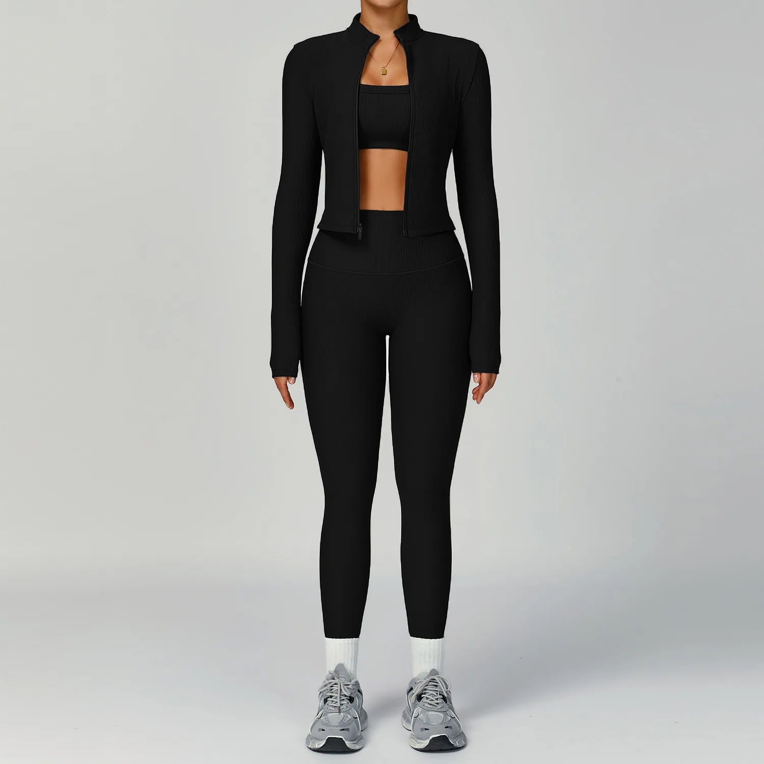 Seamless Ribbed Yoga Sets 2 Pieces Workout Sets Women Gym Suits Ribbed Crop Tank High Waist Shorts Outfits Fitness Running Suit