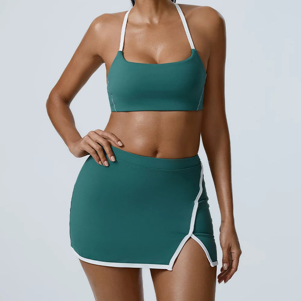 Yoga Set 2 Piece Sportswear Gym Clothes Women Sports Set Sport Bra Top High Waist Shorts Fitness Suit Running Workout Tracksuit