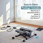 MERACH Mini Stepper for Home Workout – 330LBS Capacity with Resistance Bands