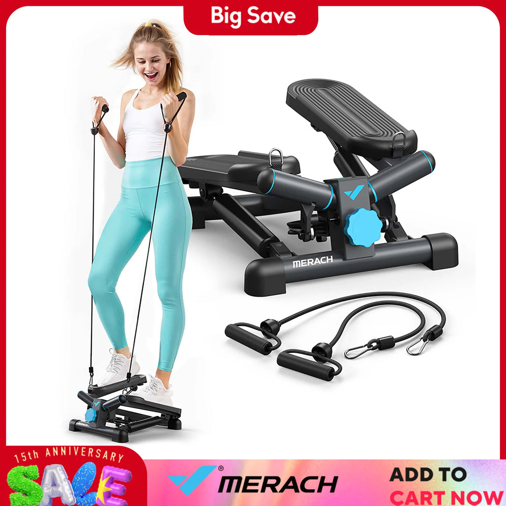 MERACH Mini Stepper for Home Workout – 330LBS Capacity with Resistance Bands