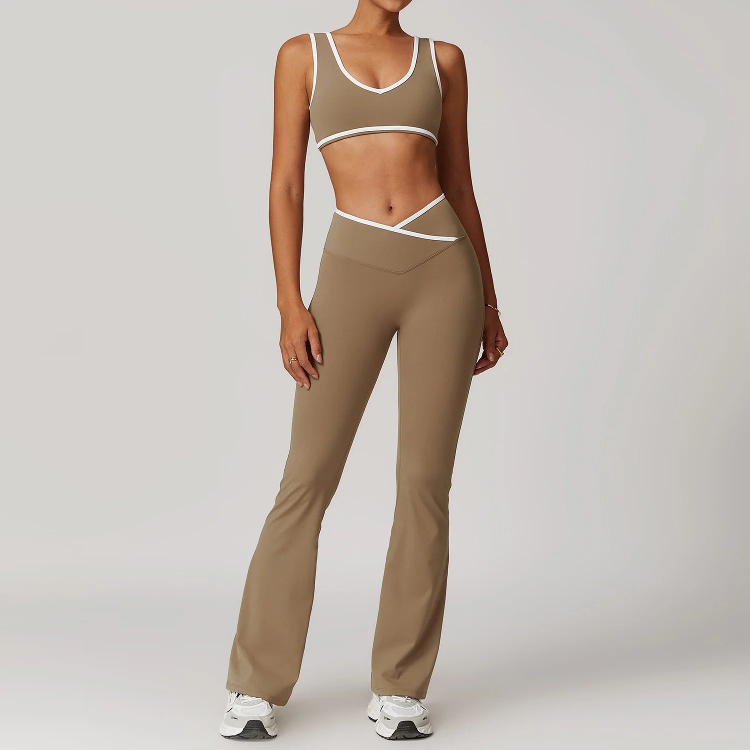 2 Pieces Gym Set Women's Sportswear Sports Bra Top High-waisted Long Pants Tracksuits Suitable For Outdoor Sports Workout Suit