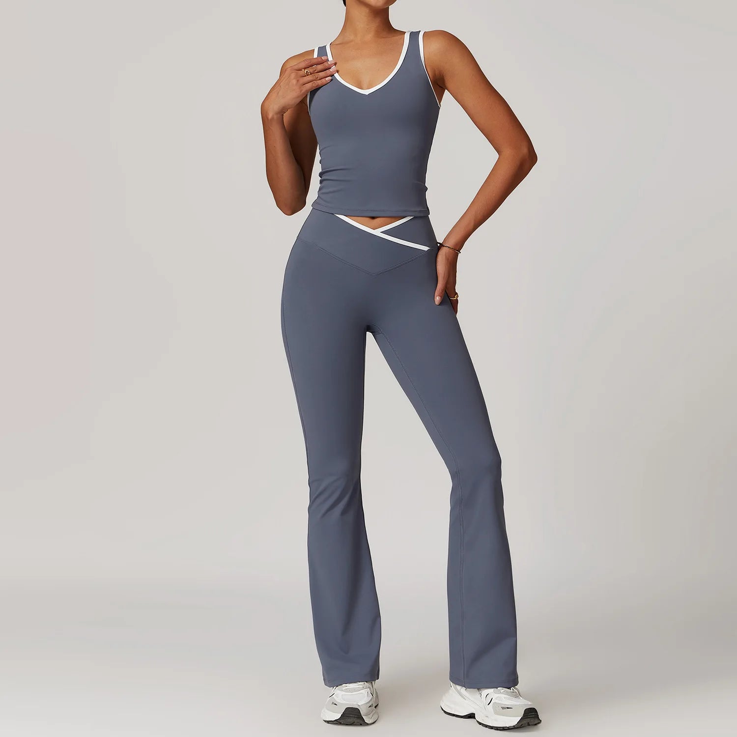 2 Pieces Gym Set Women's Sportswear Sports Bra Top High-waisted Long Pants Tracksuits Suitable For Outdoor Sports Workout Suit