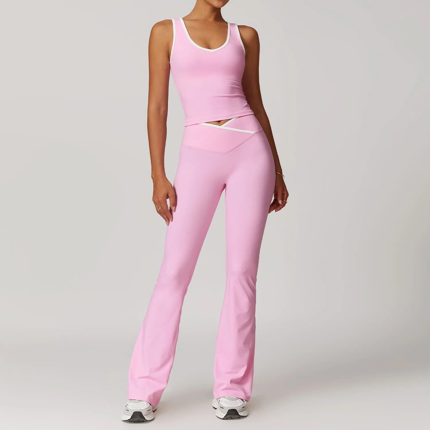 2 Pieces Gym Set Women's Sportswear Sports Bra Top High-waisted Long Pants Tracksuits Suitable For Outdoor Sports Workout Suit