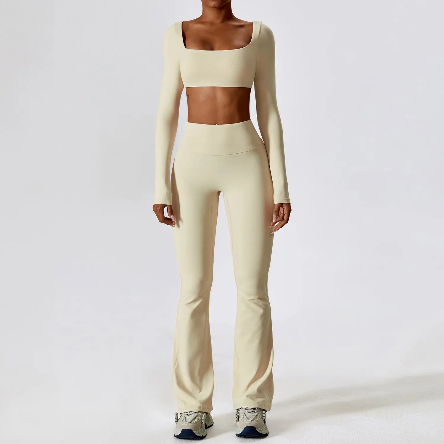 Seamless Yoga Set 2PCS Sportswear Women Workout Clothes Athletic Wear Gym Legging Fitness Bra Crop Top Long Sleeve Sports Suits