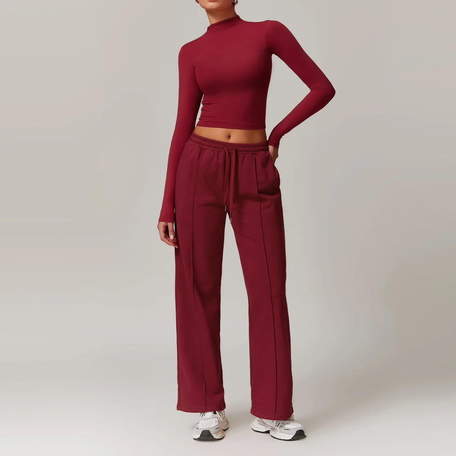 Yoga Set 2PCS Women Sportswear Push Up Workout Clothes Sports Suits Gym Legging Fitness Bra Crop Top Long Sleeve  Athletic Wear