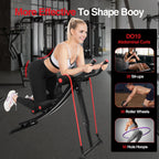 GIKPAL Ab Workout Machine – Foldable Core Trainer with LCD, 440lbs Max