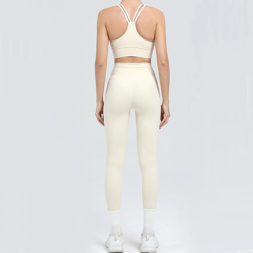 2PCS Sportswear Yoga Set Gym Clothes Yoga Suits For Women Tracksuits Sports Leggings Stretch Fitness Bra Women's Gym Clothing