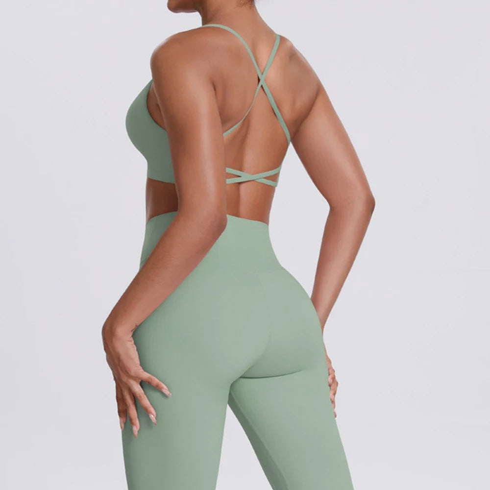 2 Pieces Women Tracksuit Yoga Set Sports Bra Fitness Suit Running High Waist Sports Tights Workout Athletic Wear Yoga Outfits