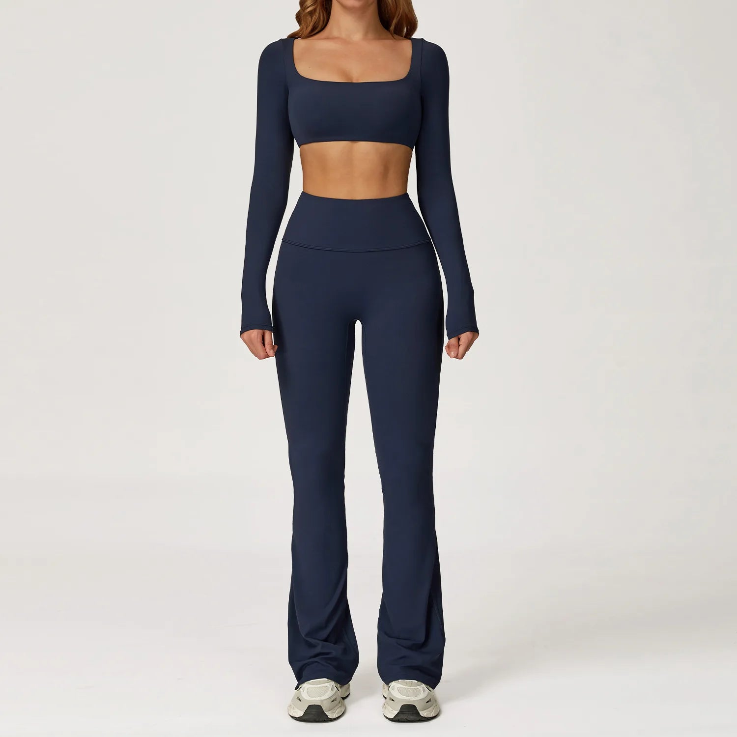 Seamless Yoga Set 2PCS Sportswear Women Workout Clothes Athletic Wear Gym Legging Fitness Bra Crop Top Long Sleeve Sports Suits