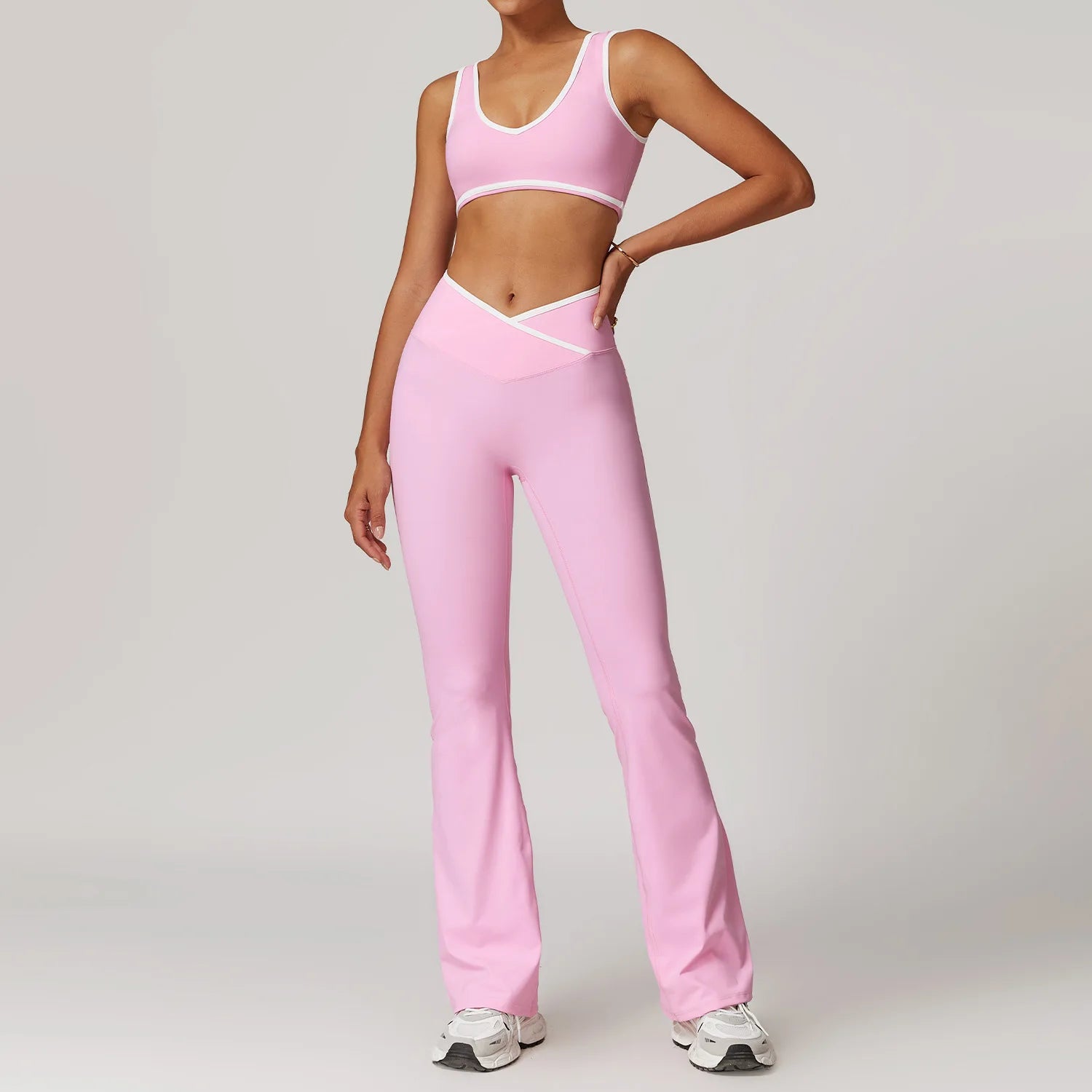 2 Pieces Gym Set Women's Sportswear Sports Bra Top High-waisted Long Pants Tracksuits Suitable For Outdoor Sports Workout Suit
