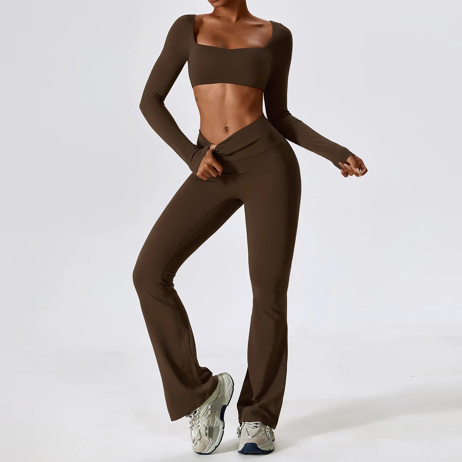 Seamless Yoga Set 2PCS Sportswear Women Workout Clothes Athletic Wear Gym Legging Fitness Bra Crop Top Long Sleeve Sports Suits