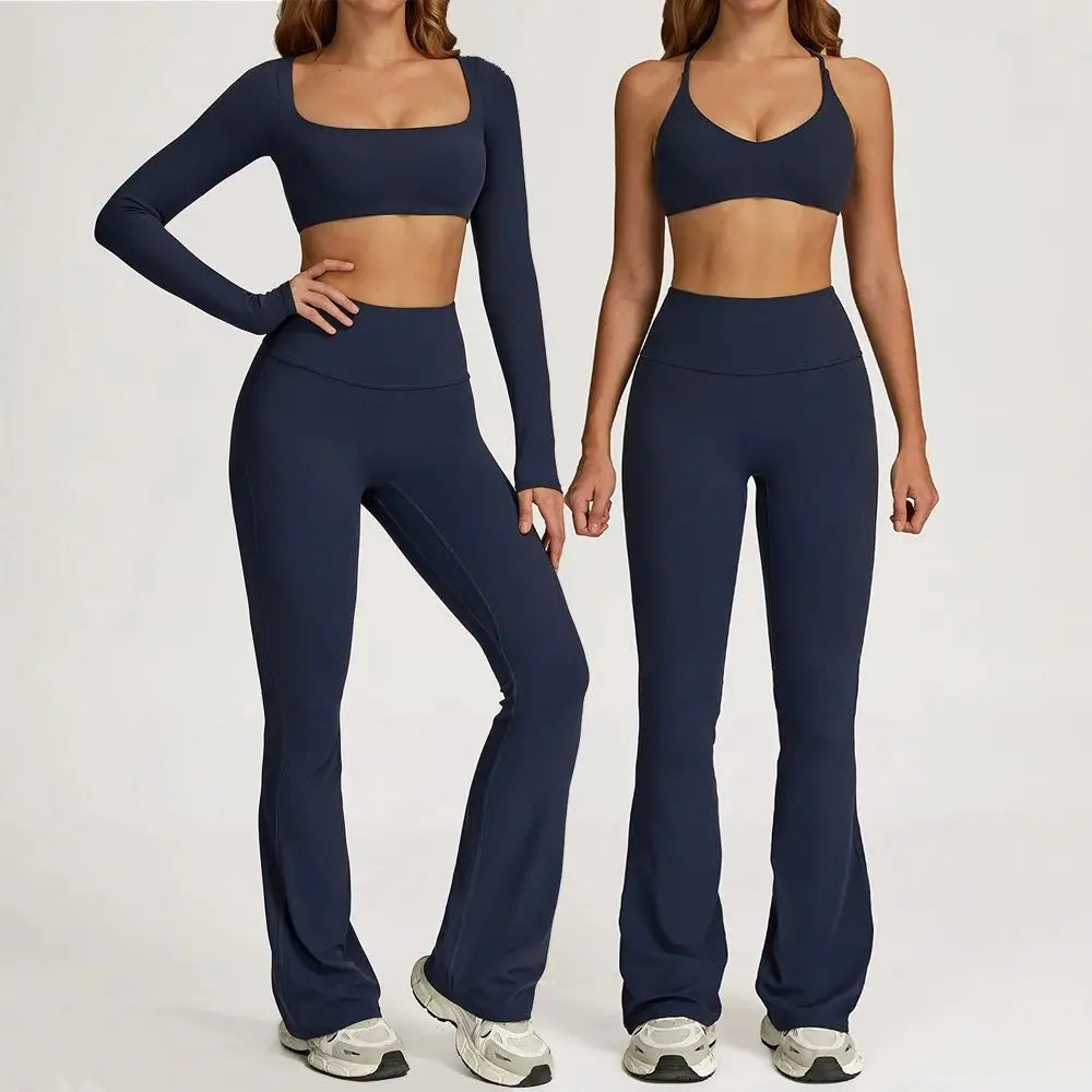 Seamless Yoga Set 2PCS Sportswear Women Workout Clothes Athletic Wear Gym Legging Fitness Bra Crop Top Long Sleeve Sports Suits
