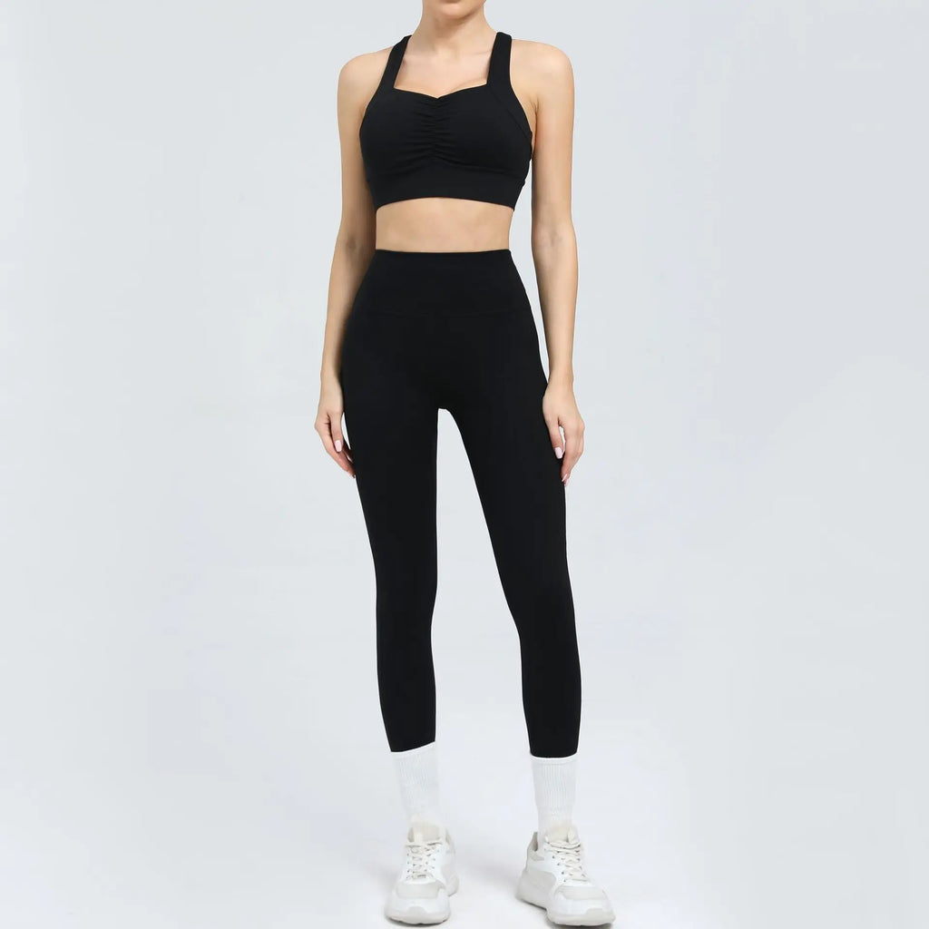 2PCS Sportswear Yoga Set Gym Clothes Yoga Suits For Women Tracksuits Sports Leggings Stretch Fitness Bra Women's Gym Clothing