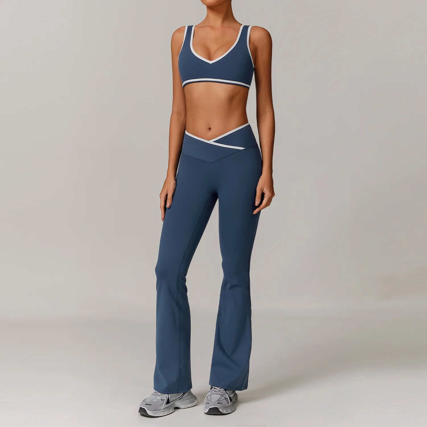 2 Pieces Gym Set Women's Sportswear Sports Bra Top High-waisted Long Pants Tracksuits Suitable For Outdoor Sports Workout Suit