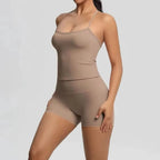 Women Tracksuits 2 PCS Sport Set Shorts Bra Yoga Set Fitness Training Elastic Sportswear Workout Overalls Gym Clothes Yoga Suit