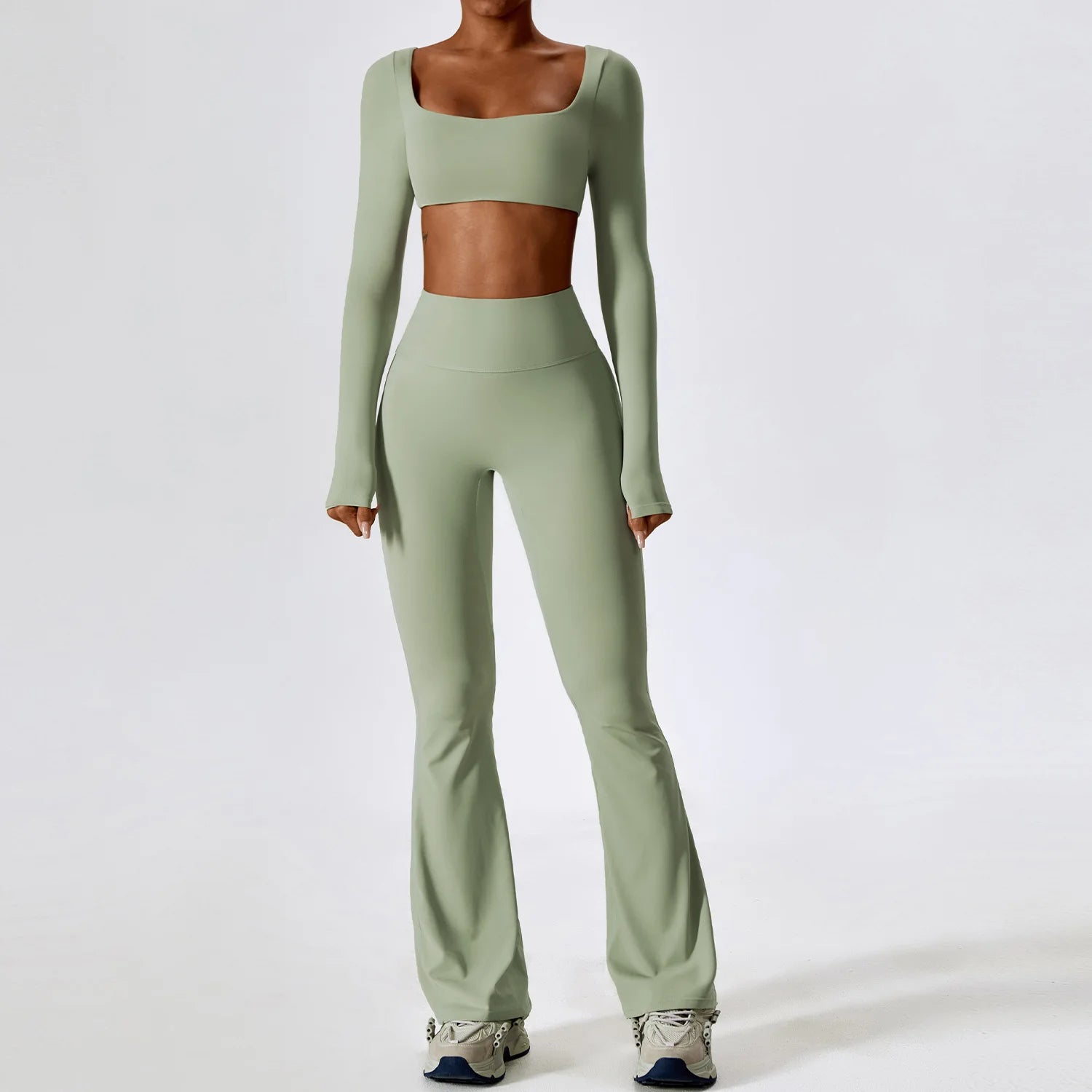 Seamless Yoga Set 2PCS Sportswear Women Workout Clothes Athletic Wear Gym Legging Fitness Bra Crop Top Long Sleeve Sports Suits