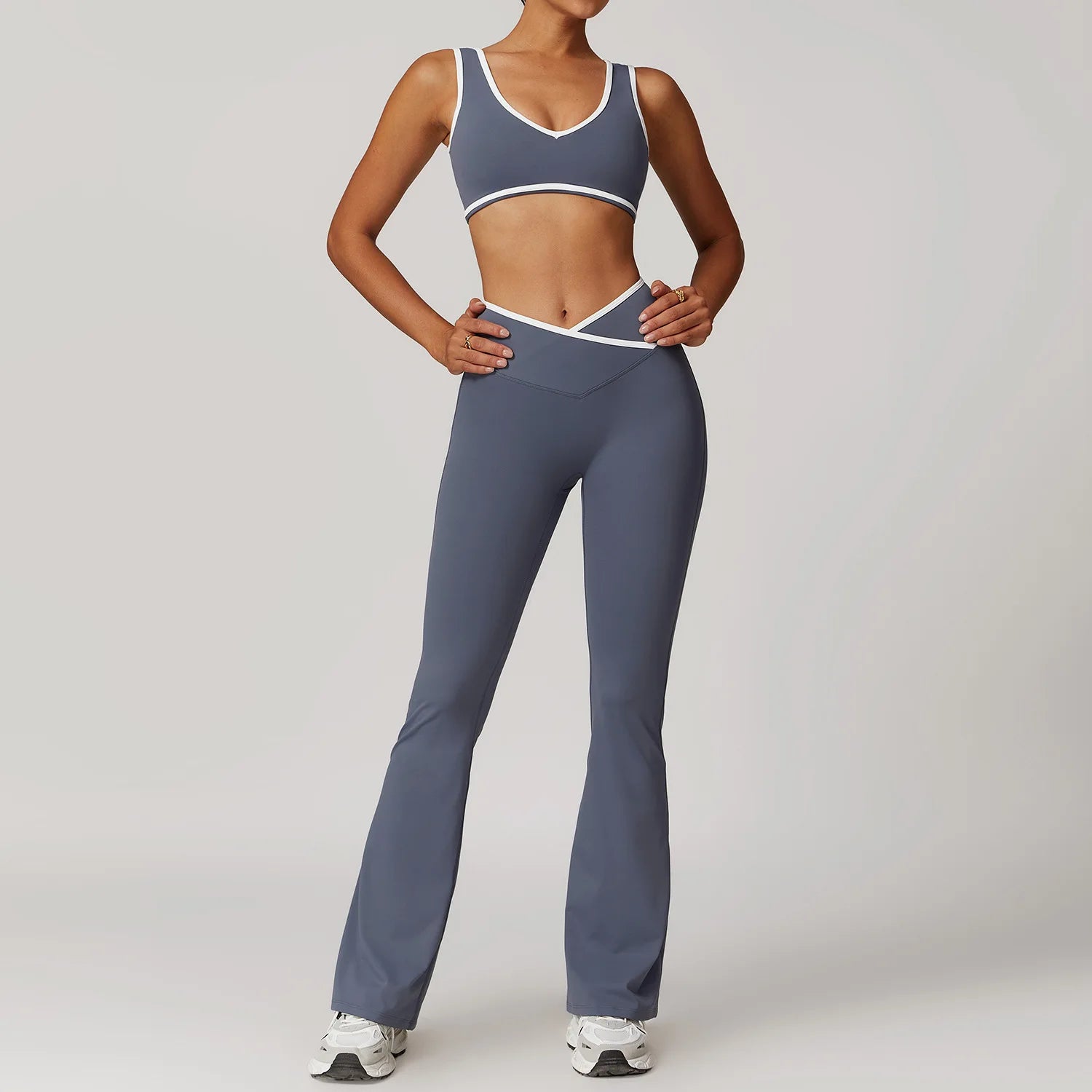 2 Pieces Gym Set Women's Sportswear Sports Bra Top High-waisted Long Pants Tracksuits Suitable For Outdoor Sports Workout Suit
