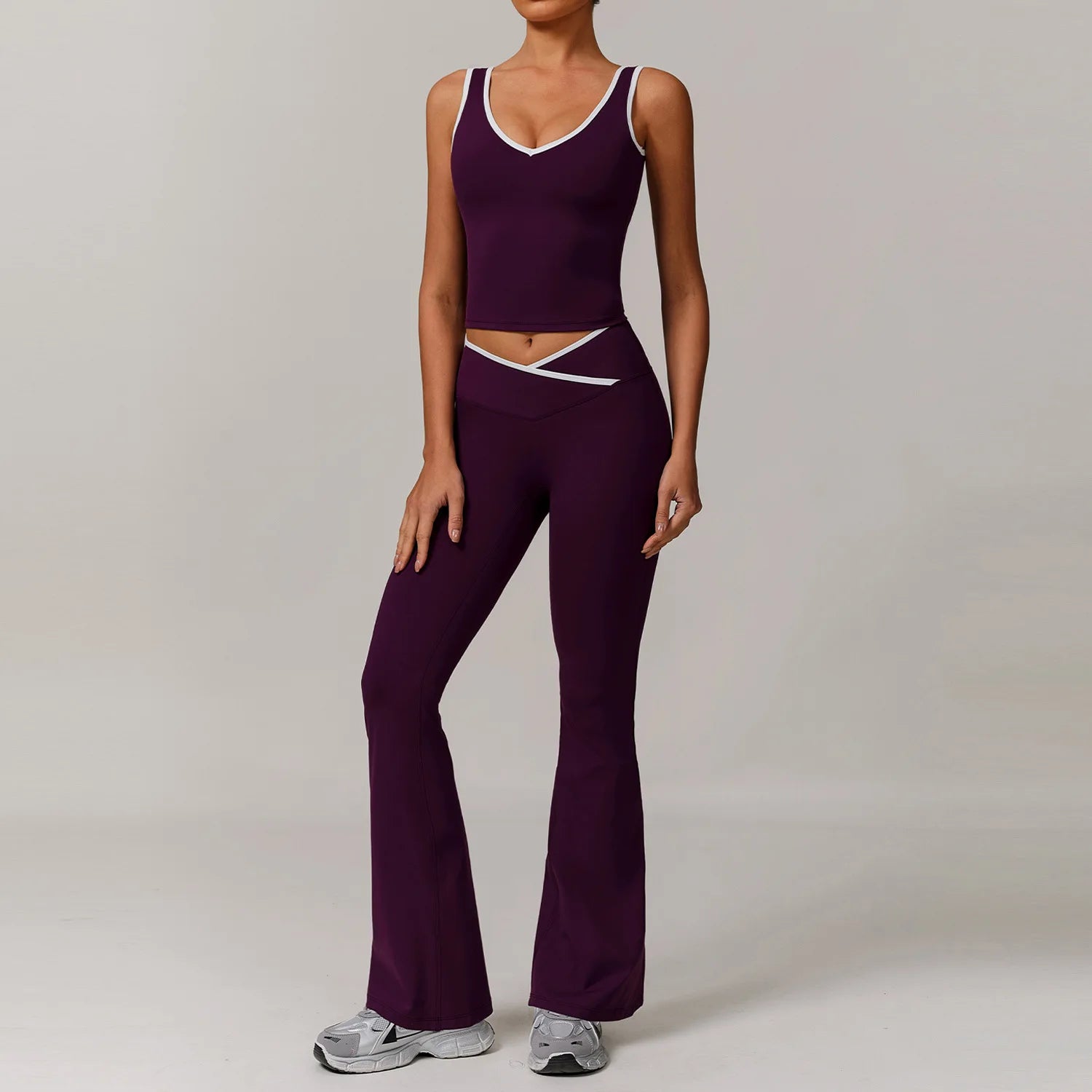 2 Pieces Gym Set Women's Sportswear Sports Bra Top High-waisted Long Pants Tracksuits Suitable For Outdoor Sports Workout Suit