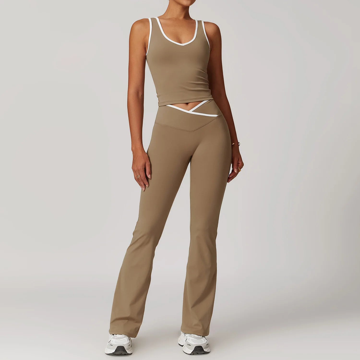 2 Pieces Gym Set Women's Sportswear Sports Bra Top High-waisted Long Pants Tracksuits Suitable For Outdoor Sports Workout Suit