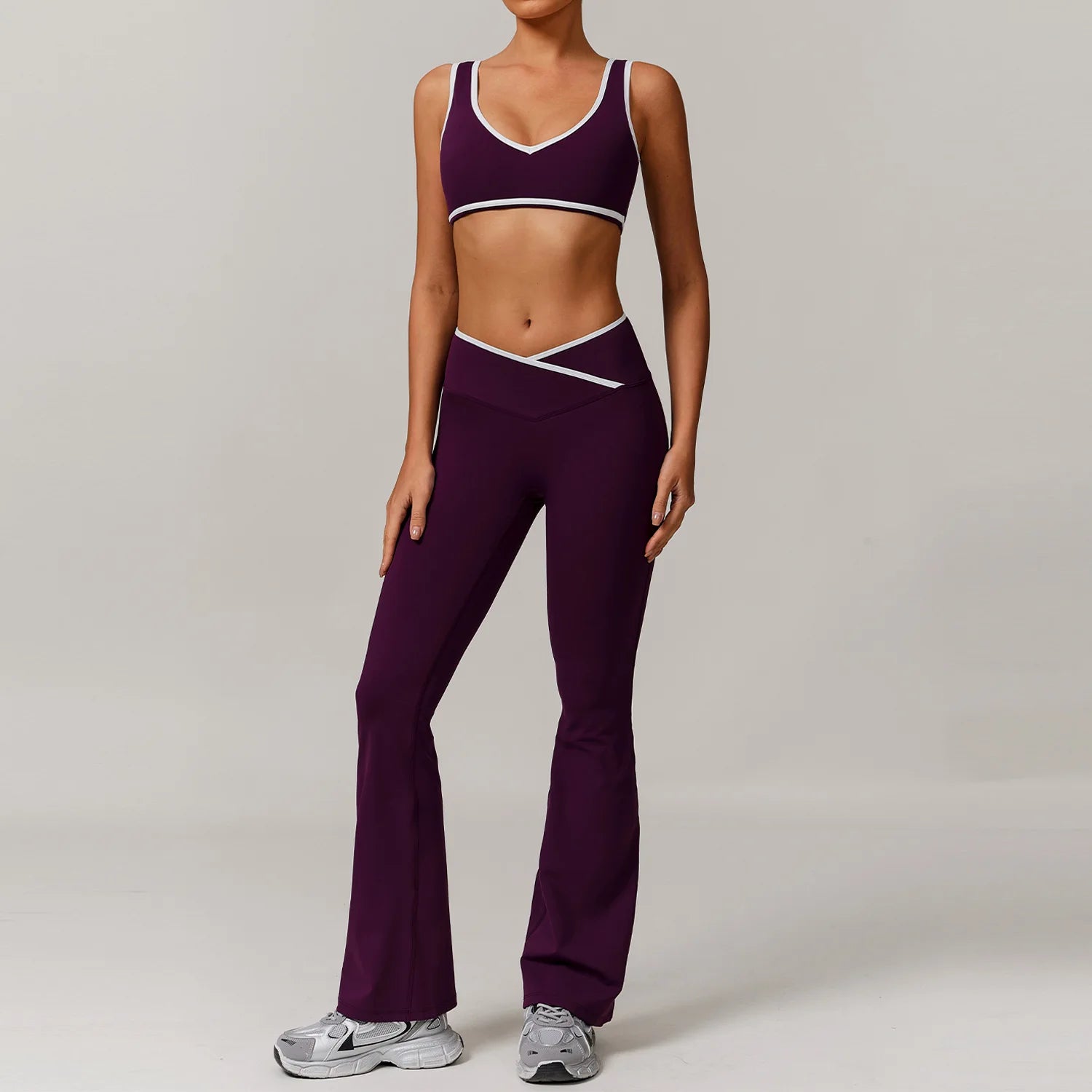 2 Pieces Gym Set Women's Sportswear Sports Bra Top High-waisted Long Pants Tracksuits Suitable For Outdoor Sports Workout Suit