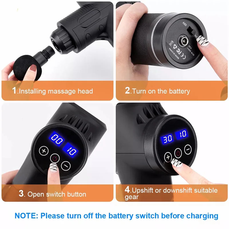 Deep Tissue Massage Gun – Electric Muscle Massager for Body, Neck & Back