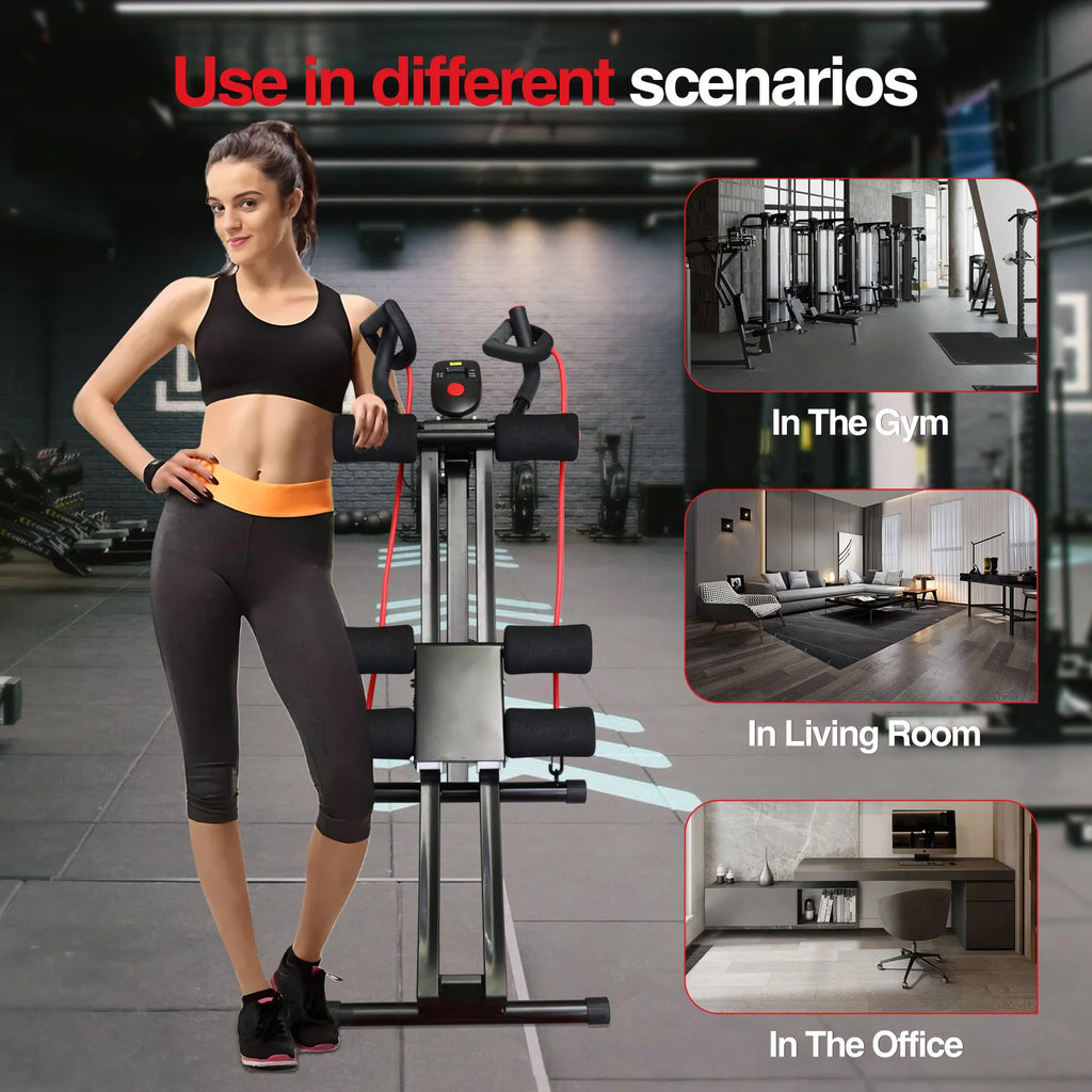 GIKPAL Ab Workout Machine – Foldable Core Trainer with LCD, 440lbs Max