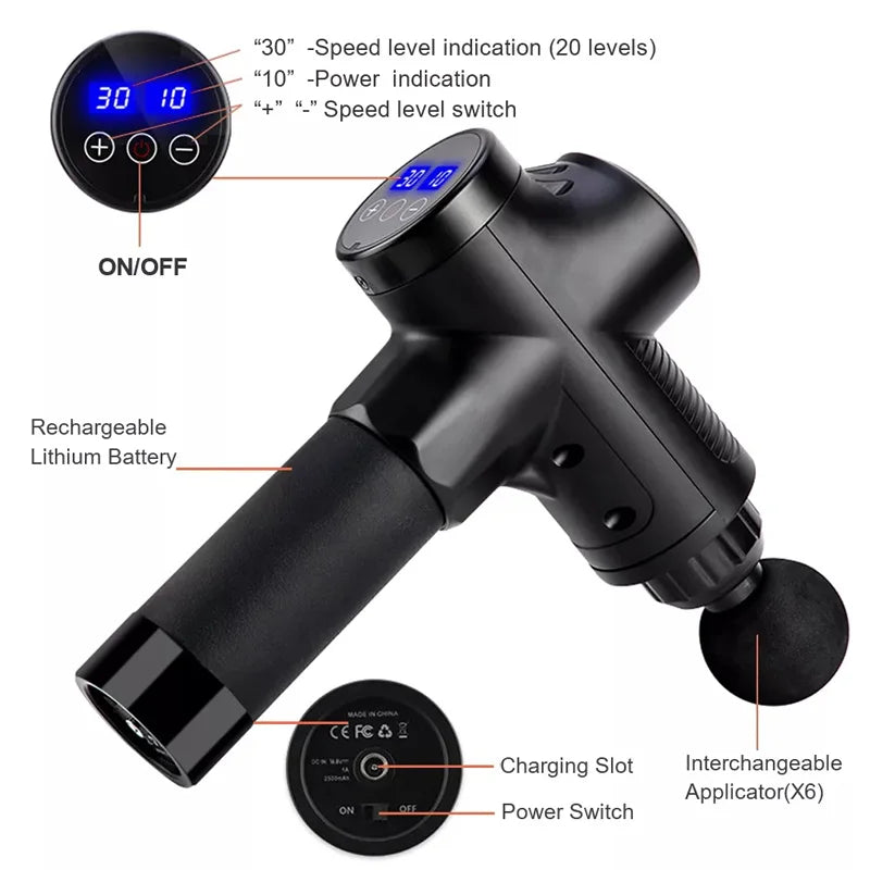Deep Tissue Massage Gun – Electric Muscle Massager for Body, Neck & Back